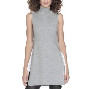 Alice + Olivia Base Alvera Mock Neck Tunic Sweater Heather Gray Side Ties Small